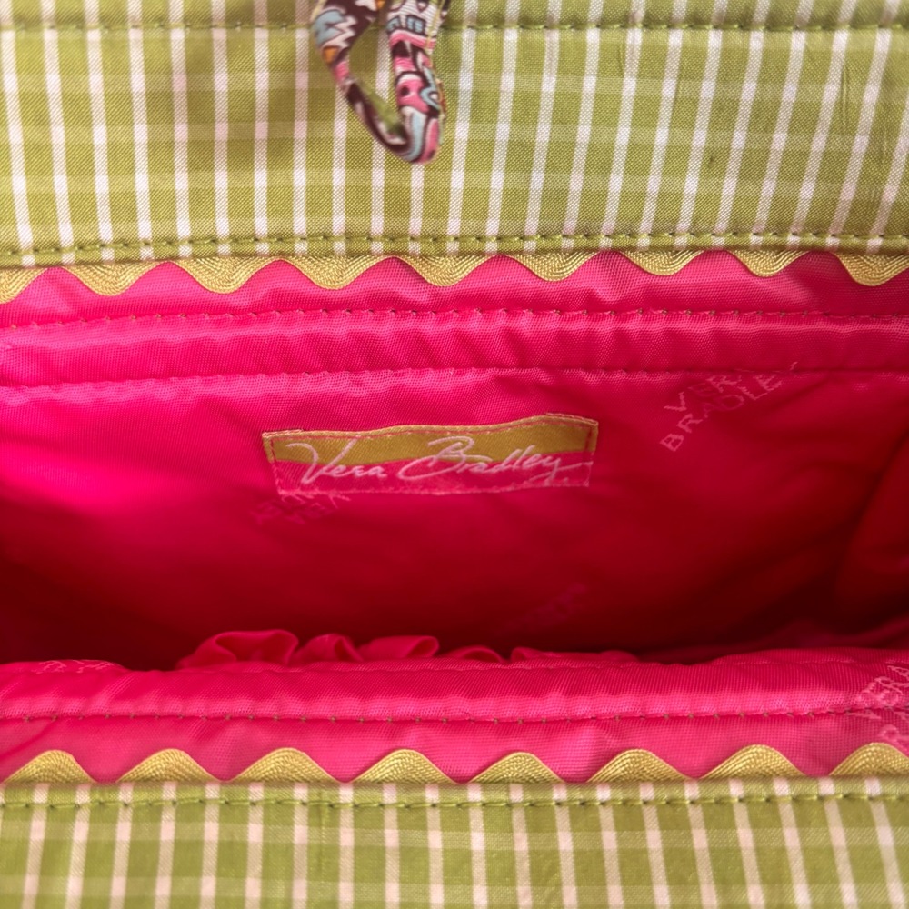 Vera Bradley Purse Handbag Paisley Green Quilted Pink Bag - Picture 8 of 9